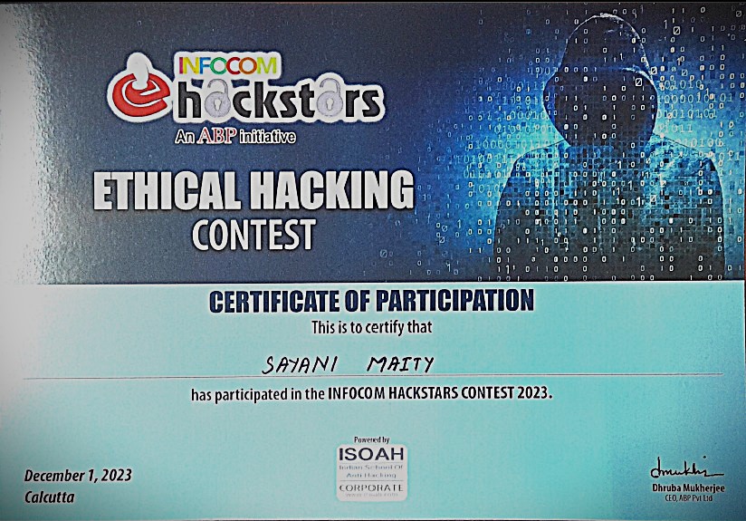 CTF Participation of Infocom Hackstar by ABP (2023)